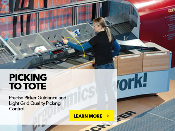 PICK TO TOTE. Precise Picker Guidance and Light Grid Quantity Picking Control.