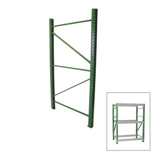 Looking: 144"H x 42"D Pallet Rack Frames Heavy Duty 3" x 3" Green | By Schaefer USA. Shop Now!