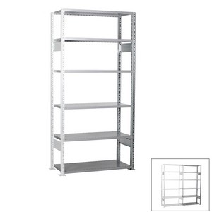 Looking: 98"H x  51"W x 20"D R3000 Heavy Duty Add-on Open Shelving 6 Levels - Galvanized | By Schaefer USA. Shop Now!