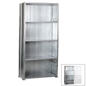 Looking: 85"H x 39"W x 32"D R3000 Heavy Duty Starter Closed Solid Shelving 5 Levels - Galvanized | By Schaefer USA. Shop Now!