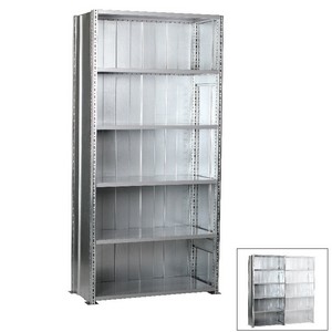 Looking: 98"H x 48"W x 18"D R3000 Heavy Duty Starter Closed Solid Shelving 6 Levels - Galvanized | By Schaefer USA. Shop Now!