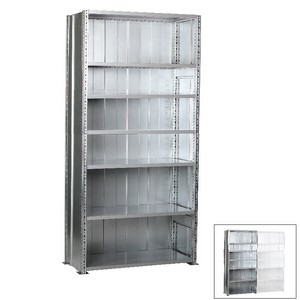 Looking: 118"H x 51"W x 20"D R3000 Heavy Duty Starter Closed Solid Shelving 7 Levels - Galvanized | By Schaefer USA. Shop Now!